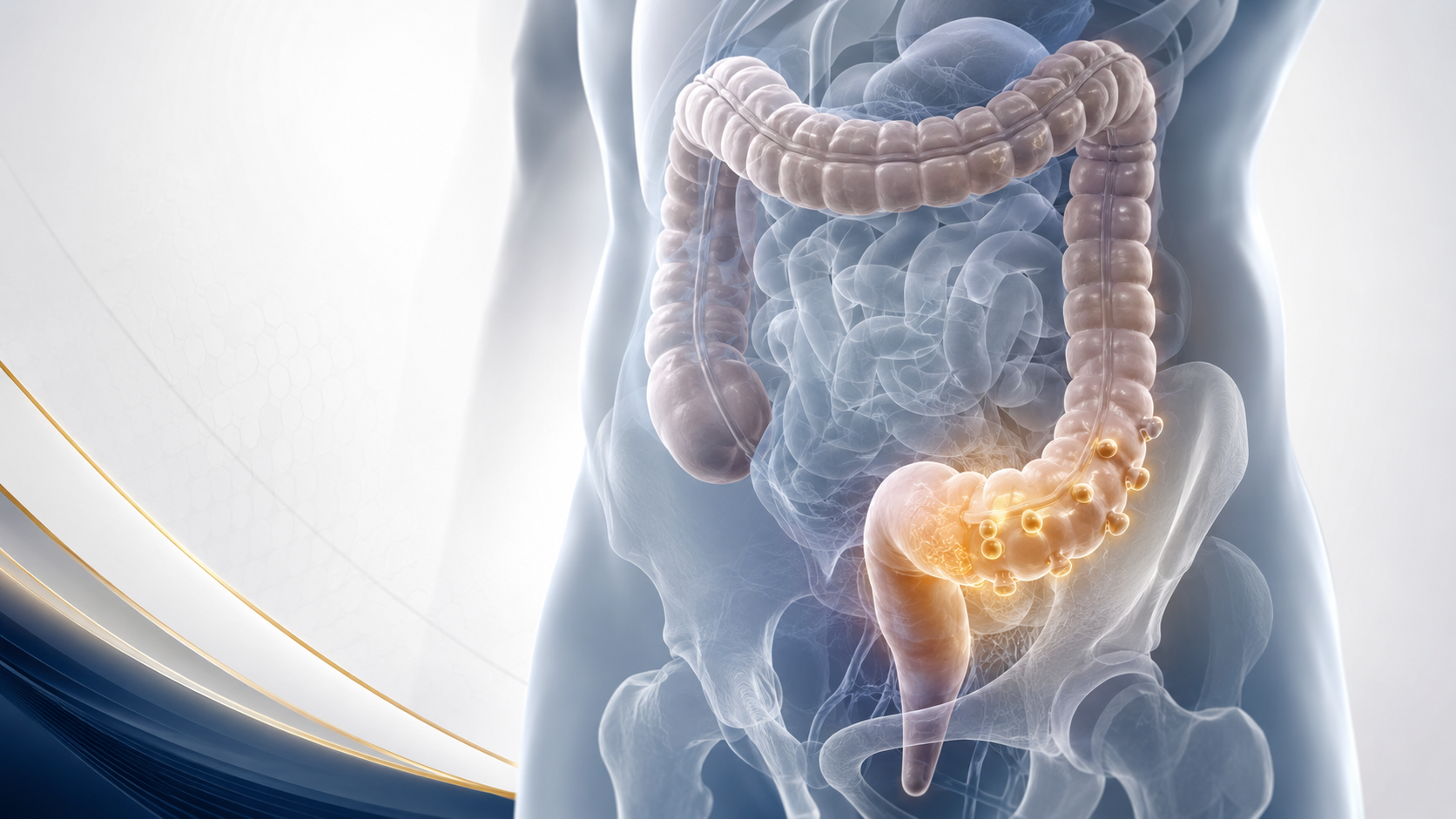 Ilustración anatómica de enfermedad diverticular del colon