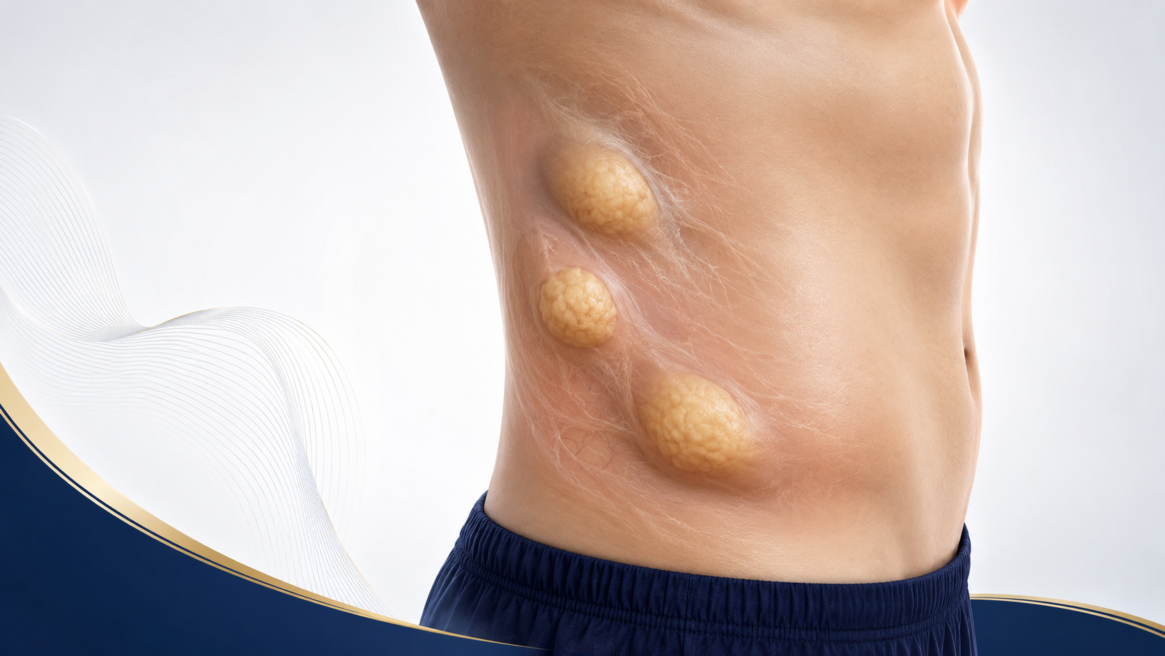 Ilustración anatómica de lipoma subcutáneo
